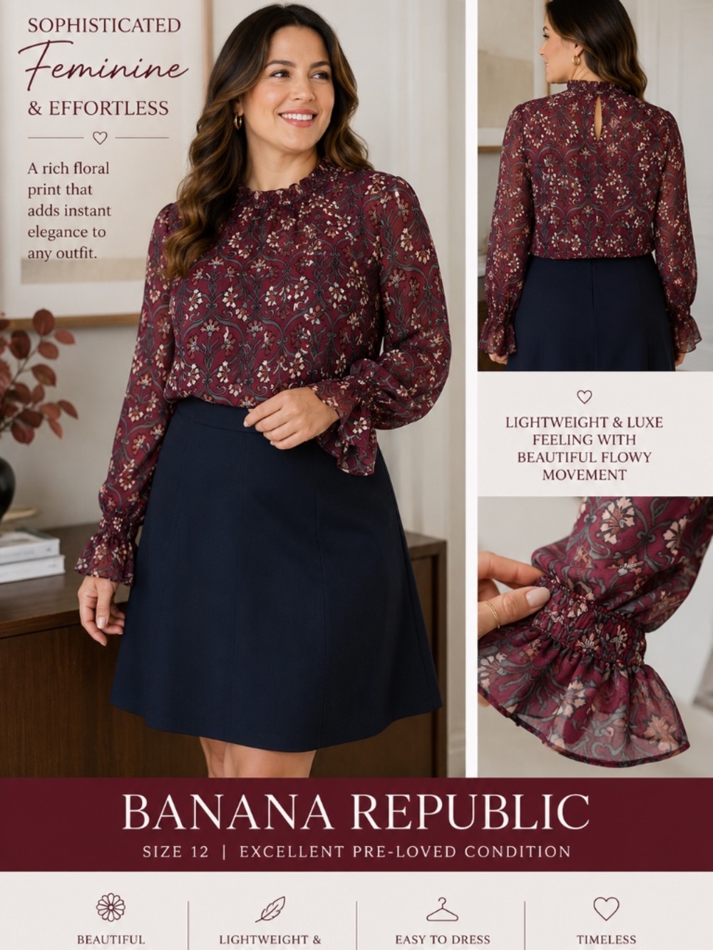 Lane Bryant Collection Sheer Floral Ruffle Blouse | Size 14 | Romantic Boho Chic